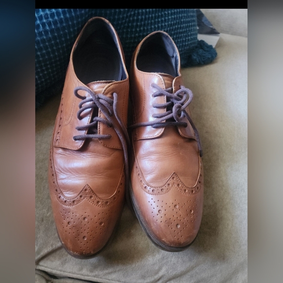 COLE HAAN LEATHER SHOES WING TIP BROWN 8M - Picture 2 of 5